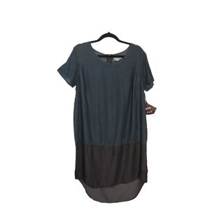 NEW Ava & Viv  Women's 1X  Chambray Dress, Lyocell, Shift Midi,Plus Size, Career